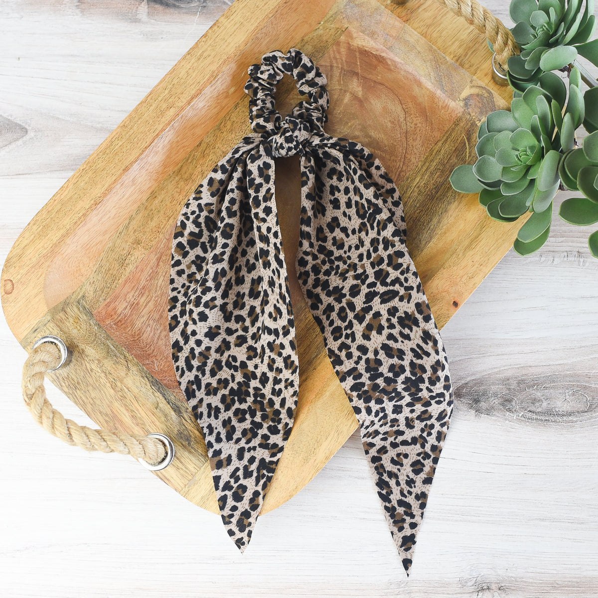 Classic Brown Micro Leopard Hair Scarf--Lemons and Limes Boutique