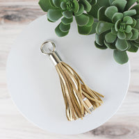Tassel Key Chain with Micro USB Charging Cable-Keychain-Gold-Lemons and Limes Boutique