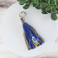 Tassel Key Chain with Micro USB Charging Cable-Keychain-Cobalt-Lemons and Limes Boutique