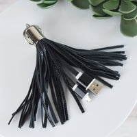 Tassel Key Chain with Micro USB Charging Cable-Keychain-Lemons and Limes Boutique