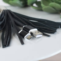 Tassel Key Chain with Micro USB Charging Cable-Keychain-Lemons and Limes Boutique