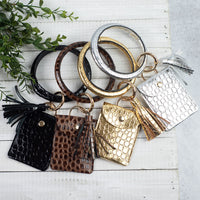 Ashley Hands Free Bangle Keychain with Card Pouch-Rose Gold-keychain-Lemons and Limes Boutique