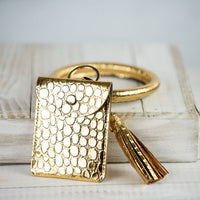 Ashley Hands Free Bangle Keychain with Card Pouch-Rose Gold-keychain-Lemons and Limes Boutique