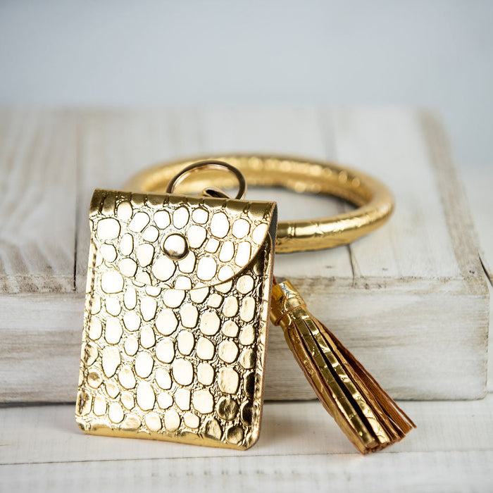 Ashley Hands Free Bangle Keychain with Card Pouch-Rose Gold-keychain-Lemons and Limes Boutique