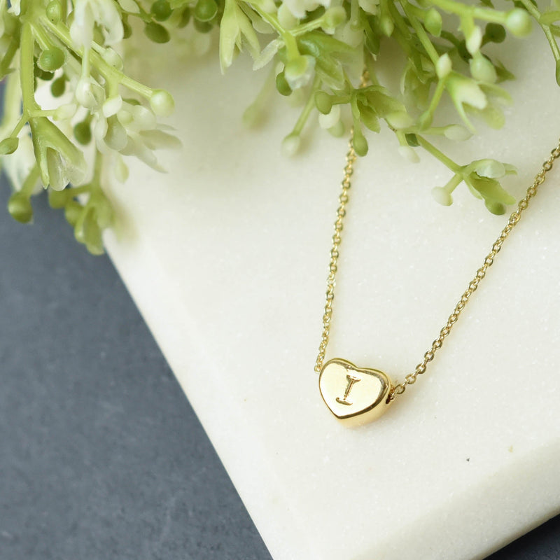 Luxe Collection: 18K Gold Initial Heart Necklace-I-Lemons and Limes Boutique