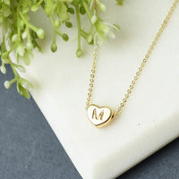 Luxe Collection: 18K Gold Initial Heart Necklace-M-Lemons and Limes Boutique