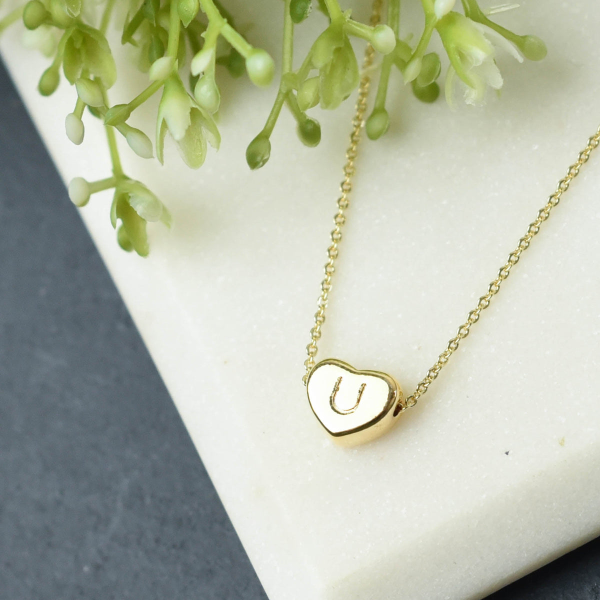 Luxe Collection: 18K Gold Initial Heart Necklace-U-Lemons and Limes Boutique