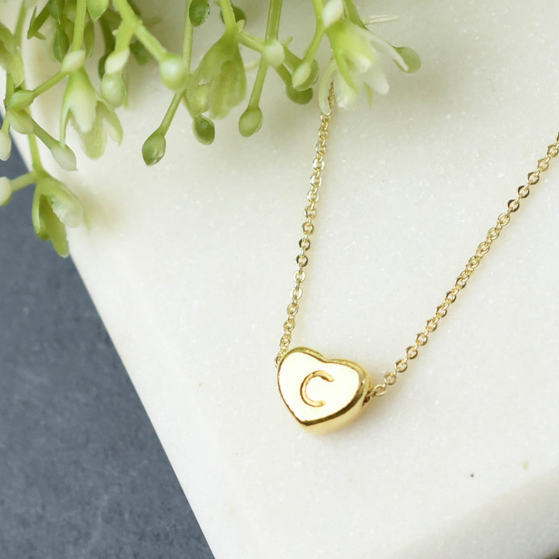 Luxe Collection: 18K Gold Initial Heart Necklace-C-Lemons and Limes Boutique