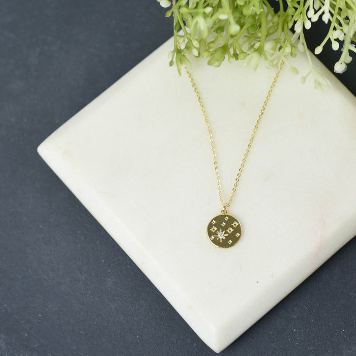 North Star Gold Medallion Pendant Necklace--Lemons and Limes Boutique