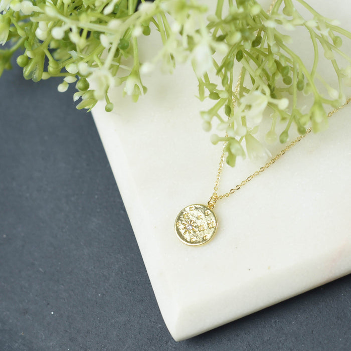North Star Gold Medallion Pendant Necklace--Lemons and Limes Boutique