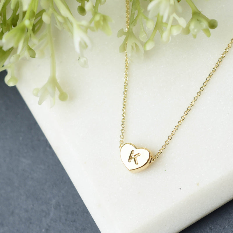 Luxe Collection: 18K Gold Initial Heart Necklace-K-Lemons and Limes Boutique