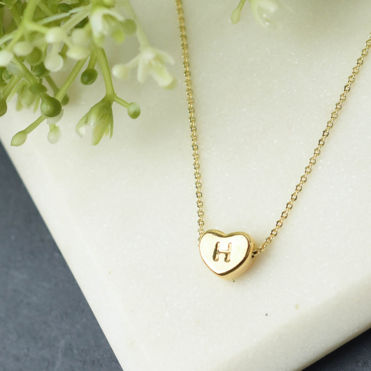 Luxe Collection: 18K Gold Initial Heart Necklace-H-Lemons and Limes Boutique