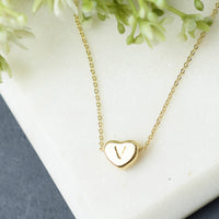Luxe Collection: 18K Gold Initial Heart Necklace-V-Lemons and Limes Boutique
