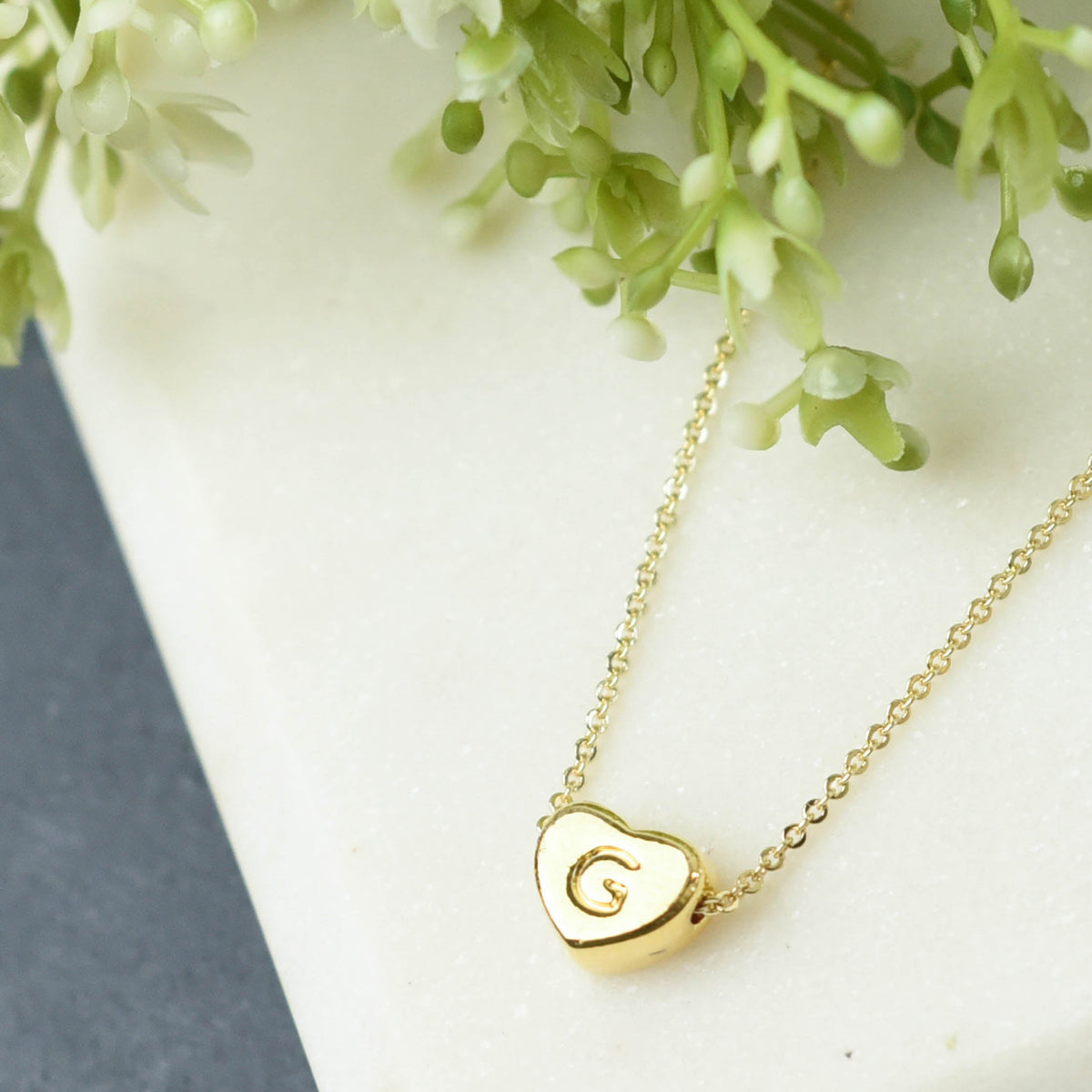 Luxe Collection: 18K Gold Initial Heart Necklace-G-Lemons and Limes Boutique