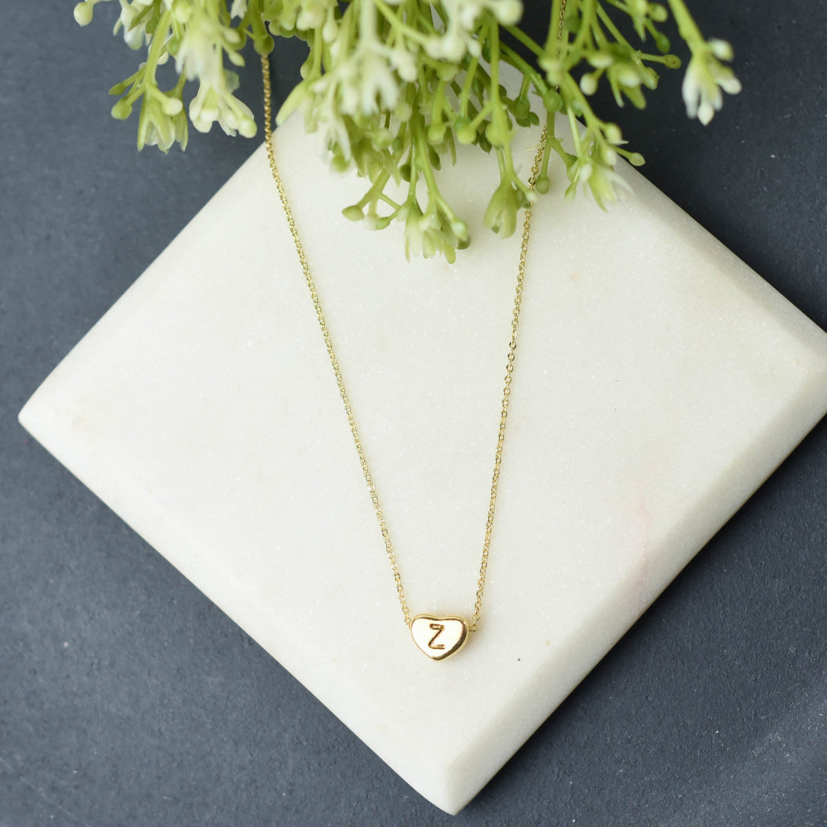Luxe Collection: 18K Gold Initial Heart Necklace--Lemons and Limes Boutique