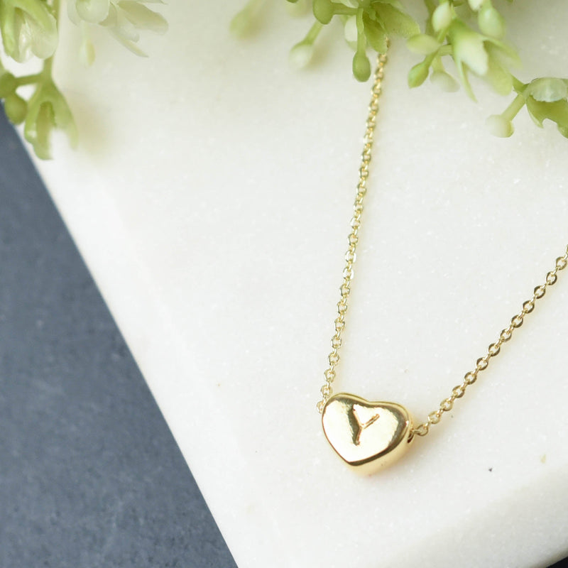 Luxe Collection: 18K Gold Initial Heart Necklace-Y-Lemons and Limes Boutique
