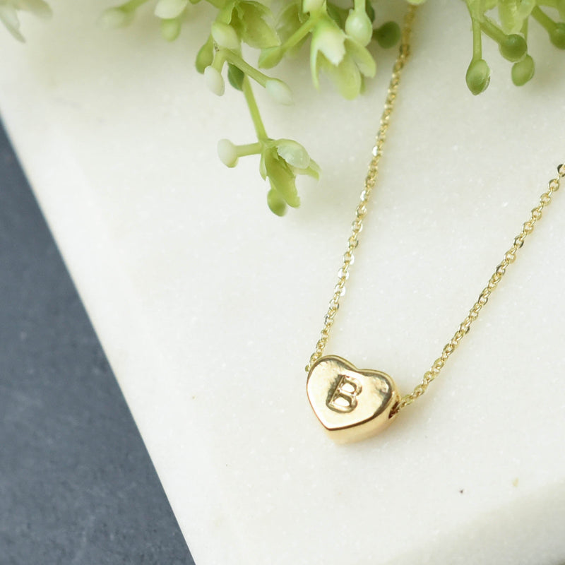 Luxe Collection: 18K Gold Initial Heart Necklace-B-Lemons and Limes Boutique