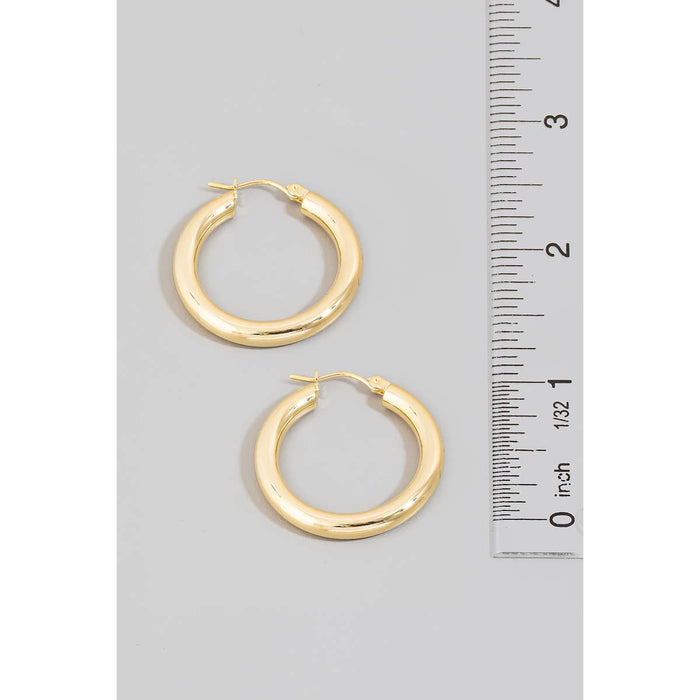 Metallic Tube Latch Hoop Earrings in Gold-Lemons and Limes Boutique