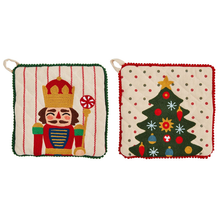 Nutcracker and Tree Pot Holders by Mudpie-Lemons and Limes Boutique