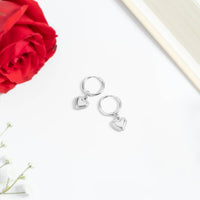 18K Gold PVD Stainless Steel Heart Pendant Hoop Earrings-Lemons and Limes Boutique