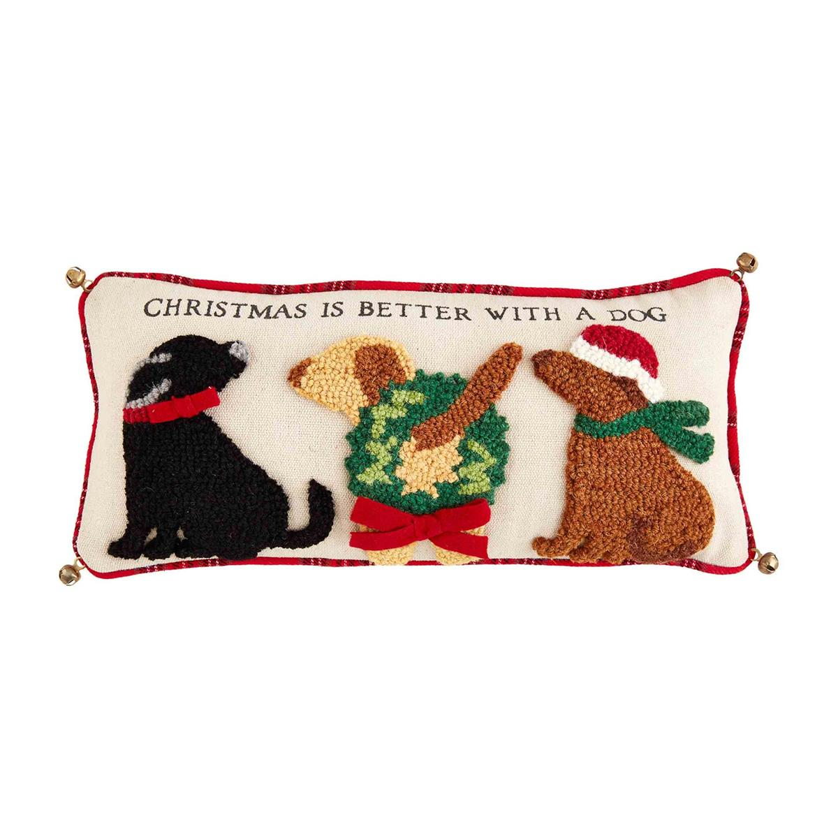 Christmas is Better Dog Hooked Pillow by Mudpie--Lemons and Limes Boutique