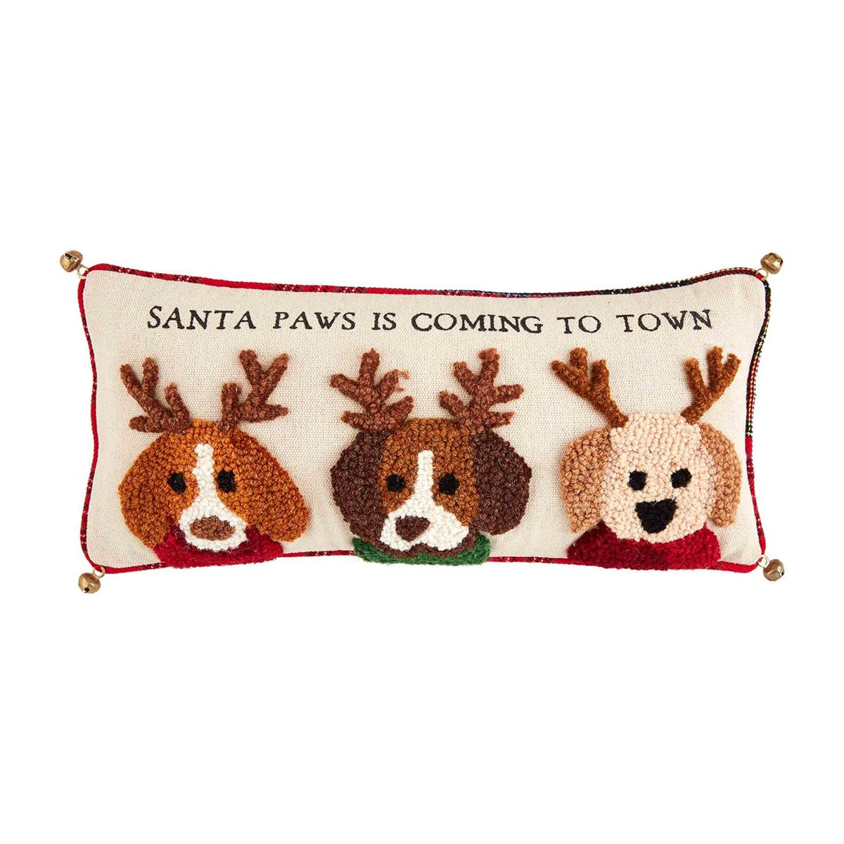 Santa Paws Dog Hooked Pillow by Mudpie--Lemons and Limes Boutique