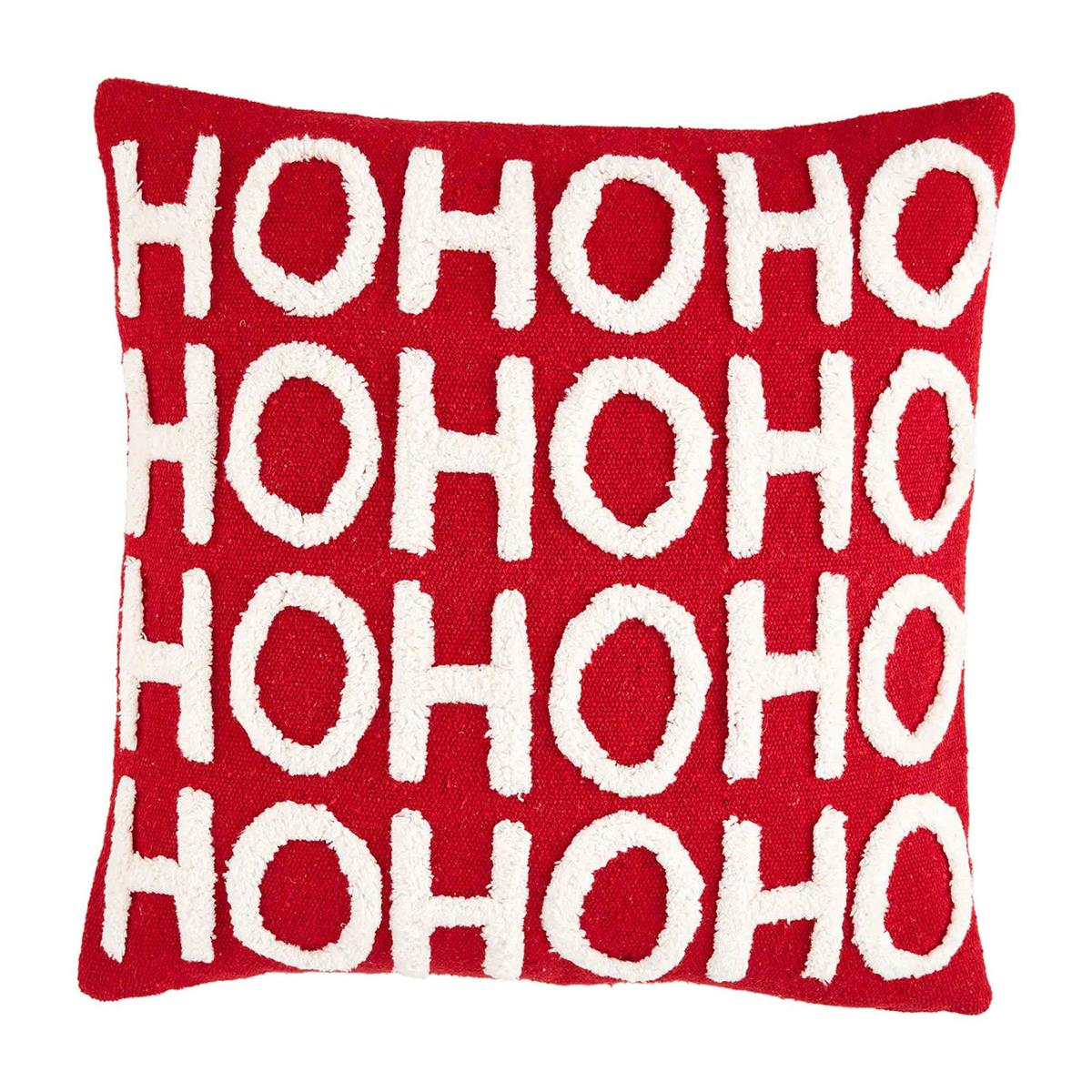 HO HO HO Tufted Christmas Word Pillow-Lemons and Limes Boutique