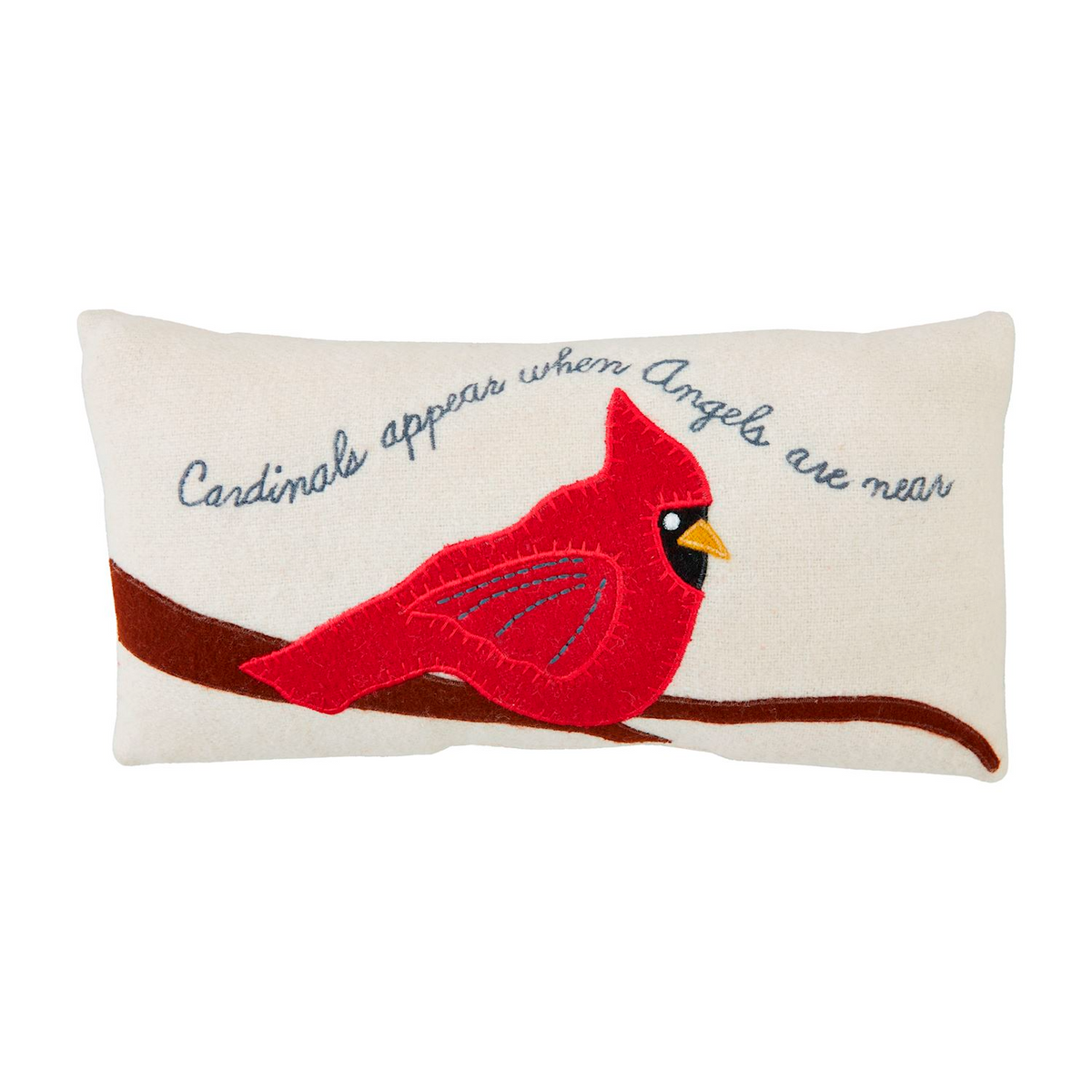 Cardinal Appear Felt Pillow by Mudpie--Lemons and Limes Boutique