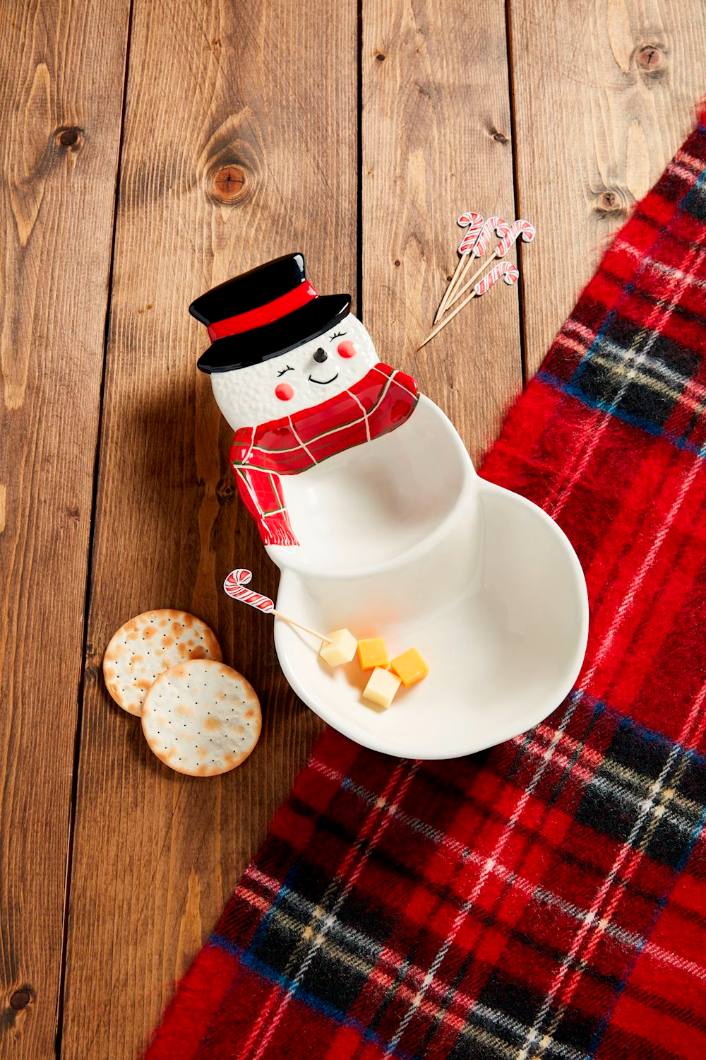 Snowman Double Dish and Toothpick Set by Mudpie--Lemons and Limes Boutique