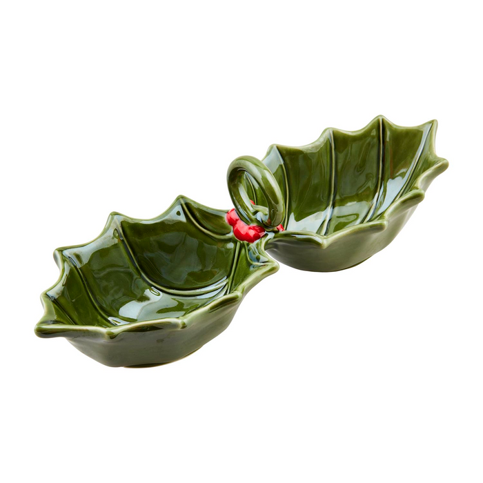 Holly Double Dip Dish by Mudpie-Lemons and Limes Boutique