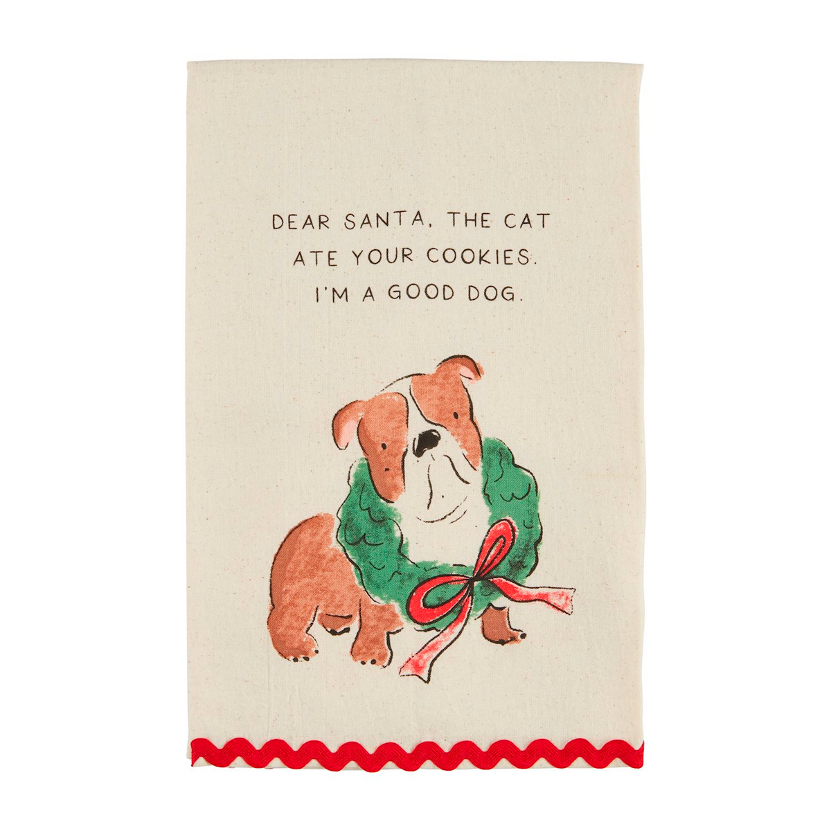 Dear Santa Dog Ric-Rac Towel by Mudpie--Lemons and Limes Boutique