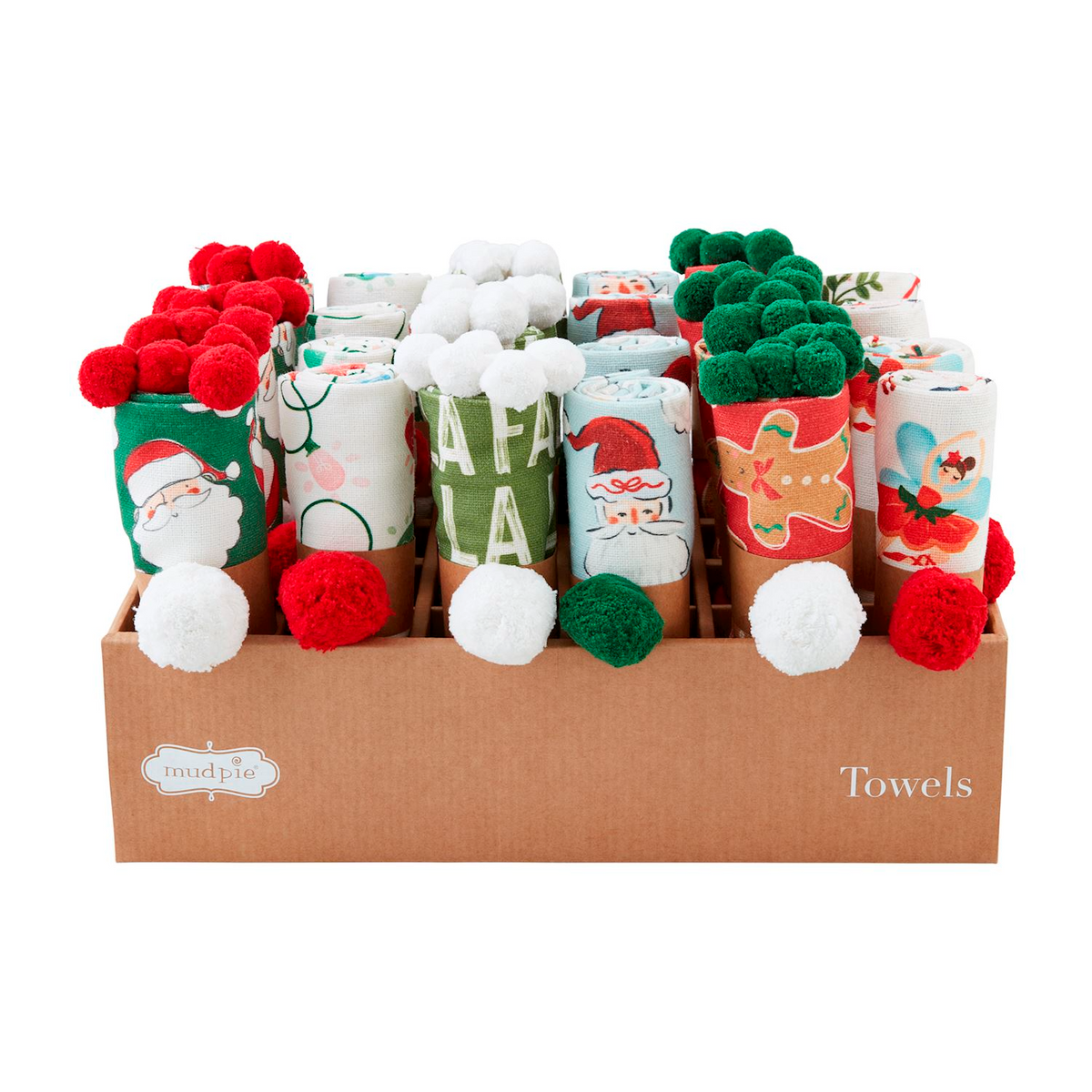 Christmas Print Pom Towels by Mudpie-Lemons and Limes Boutique