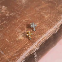 18K Gold PVD Stainless Steel Round Stone Cross Earrings-Lemons and Limes Boutique