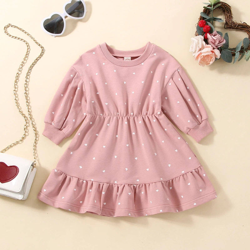 Pink Perfection Ditsy Hearts Dress in Pink--Lemons and Limes Boutique