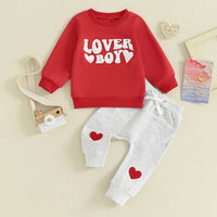 Lover Boy Infant/Toddler Chenille Letters Loungewear Set--Lemons and Limes Boutique