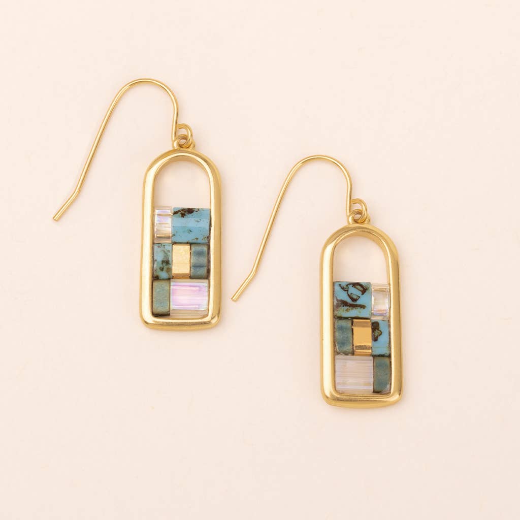 Good Karma Miyuki Frame Earring in Turquoise/Gold-Lemons and Limes Boutique