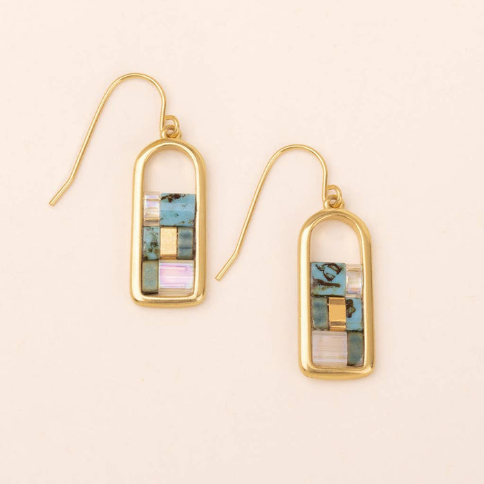 Good Karma Miyuki Frame Earring in Turquoise/Gold-Lemons and Limes Boutique