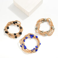 Gold Bead and Cross Bracelet-Stretch Bracelets-Lemons and Limes Boutique