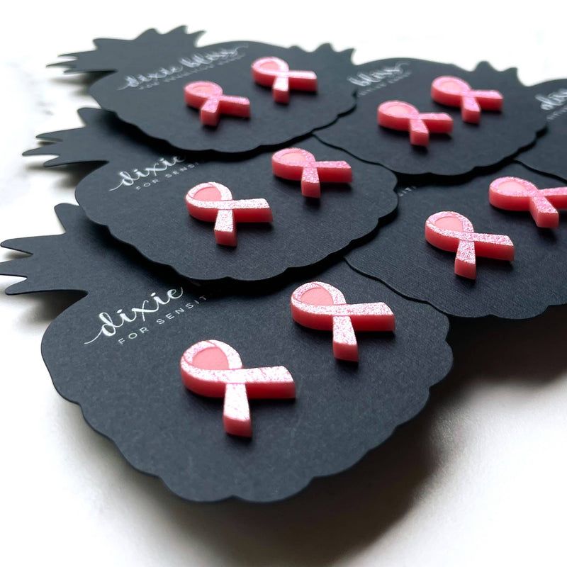 Pink Ribbon Studs--Lemons and Limes Boutique