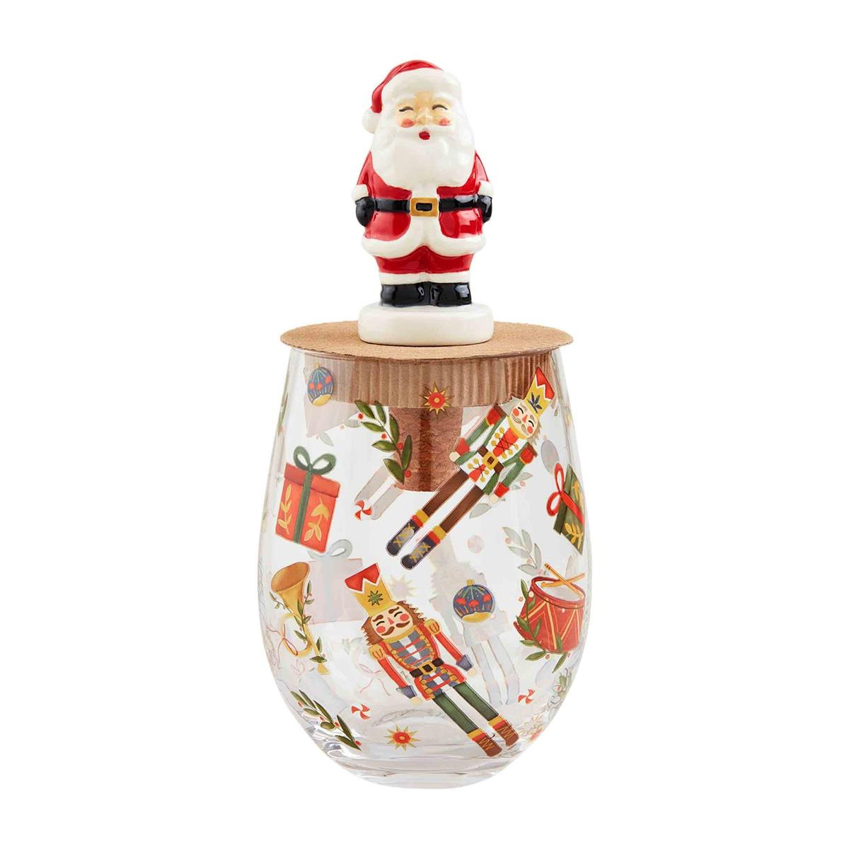 Nutcracker Pattern Wine Glass & Stopper Set-Lemons and Limes Boutique