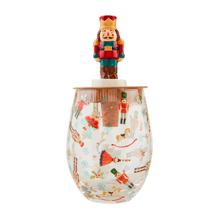 Nutcracker Christmas Wine Glass by Mudpie-Lemons and Limes Boutique