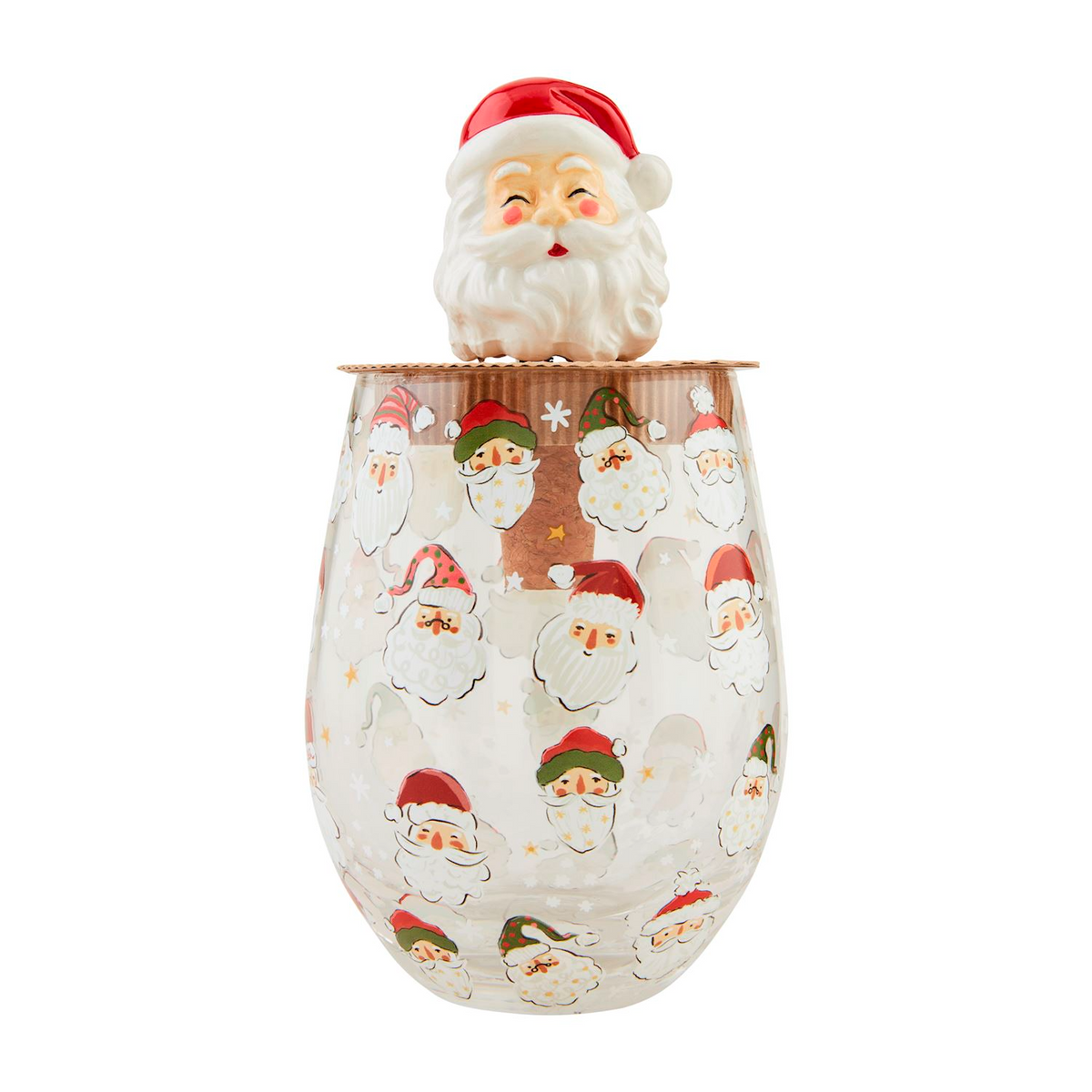 Santa Christmas Wine Glass by Mudpie--Lemons and Limes Boutique