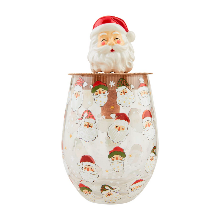 Santa Christmas Wine Glass by Mudpie--Lemons and Limes Boutique