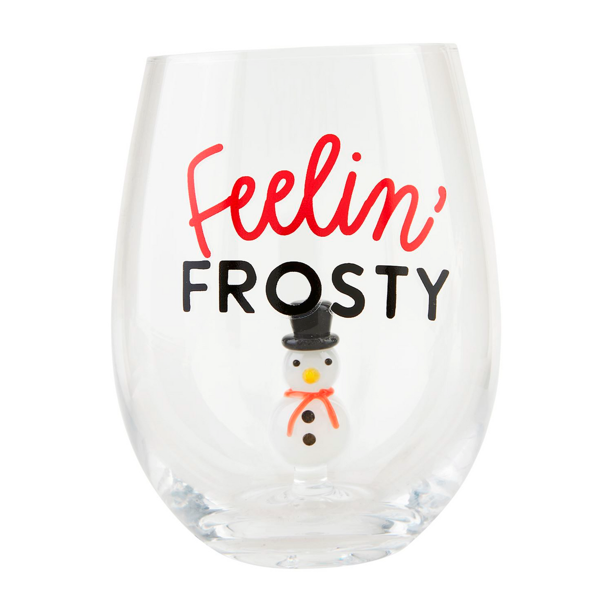 Snowman Christmas Wine Glass by Mudpie--Lemons and Limes Boutique