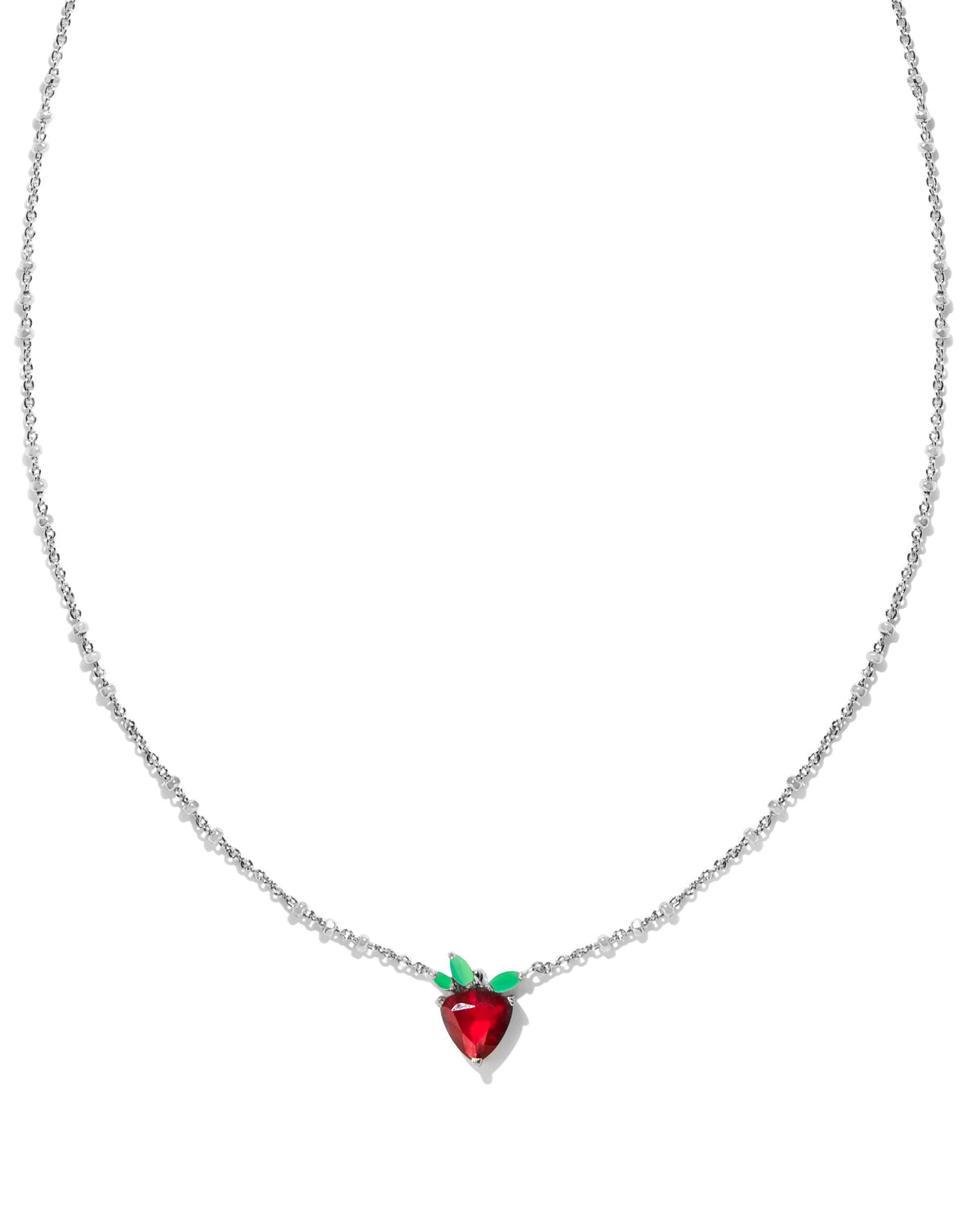 Strawberry Short Pendant Necklace in Silver Dark Pink Crystal by Kendra Scott-Lemons and Limes Boutique