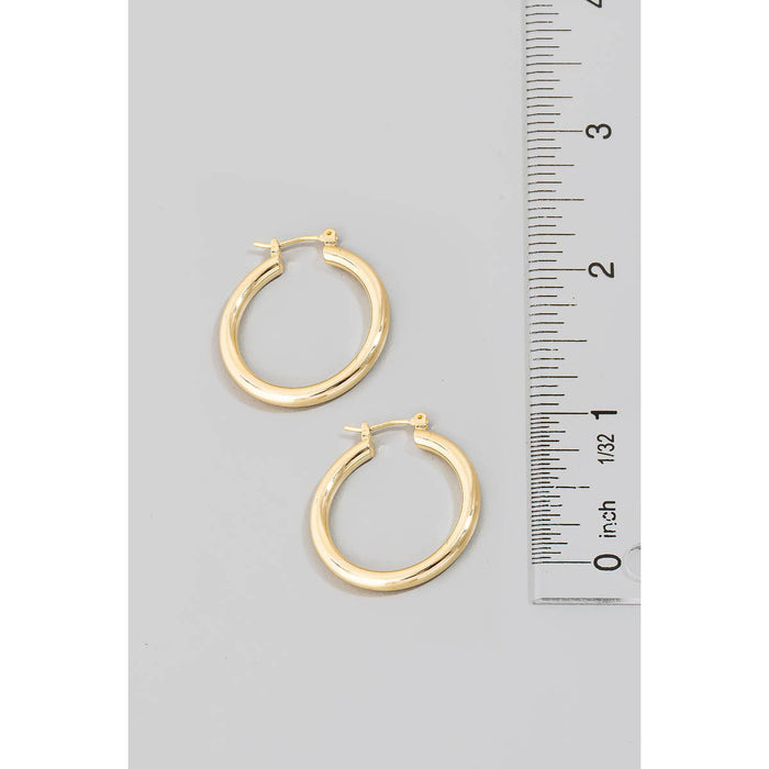 25Mm Pincatch Tube Hoop Earrings in Gold-Lemons and Limes Boutique