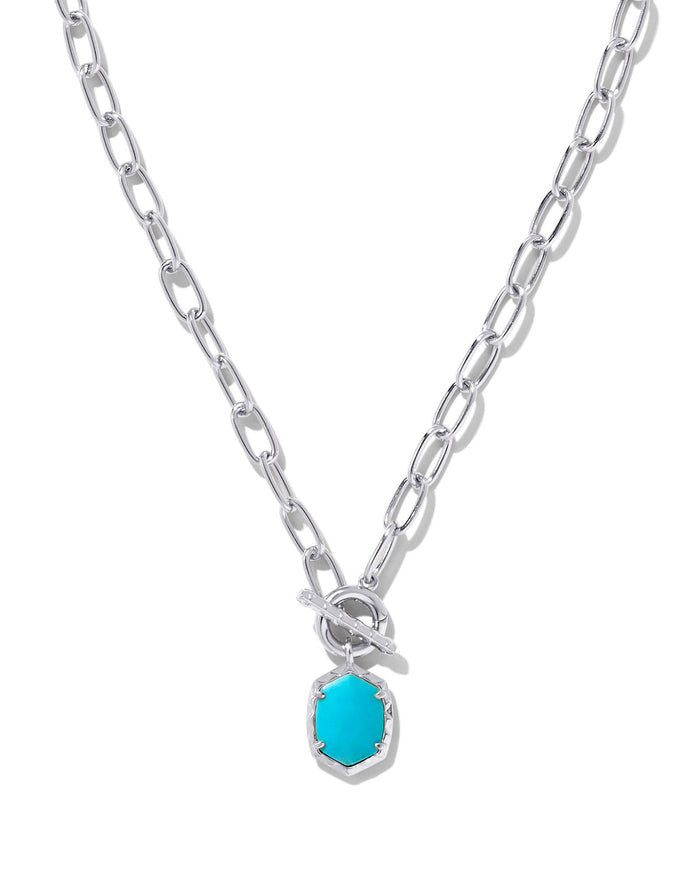 Daphne Link and Chain Necklace in Silver Variegated Turquoise Magnesite by Kendra Scott--Lemons and Limes Boutique