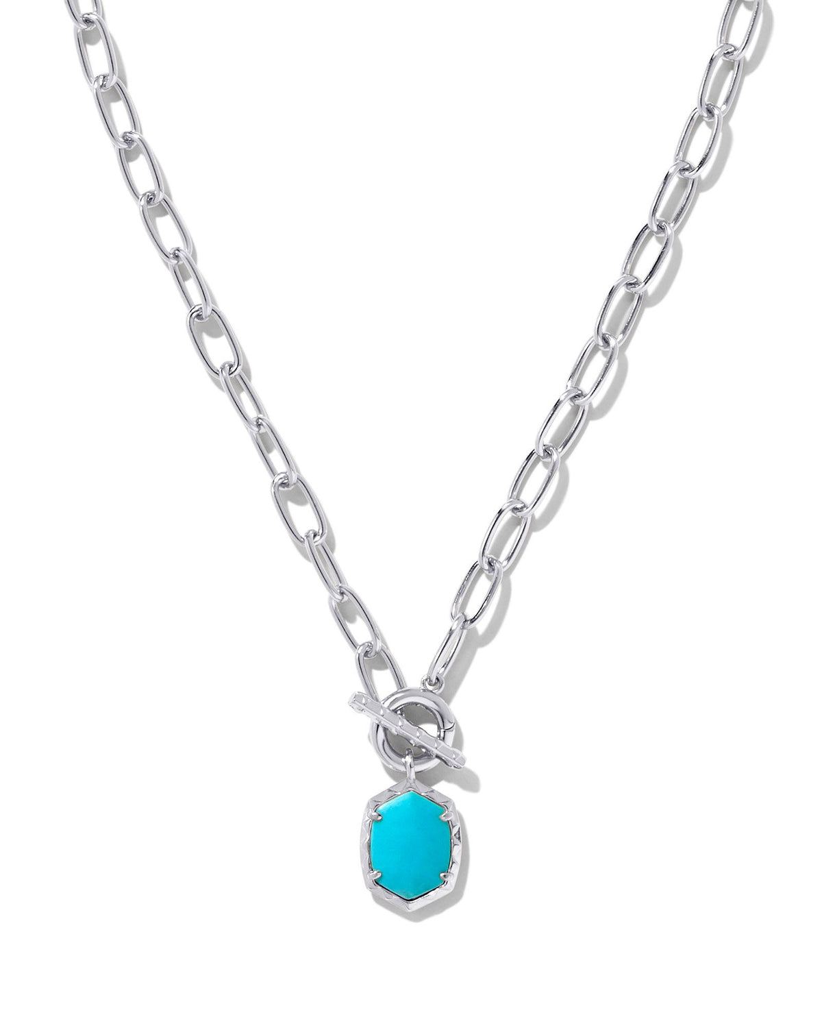 Daphne Link and Chain Necklace in Silver Variegated Turquoise Magnesite by Kendra Scott-Lemons and Limes Boutique