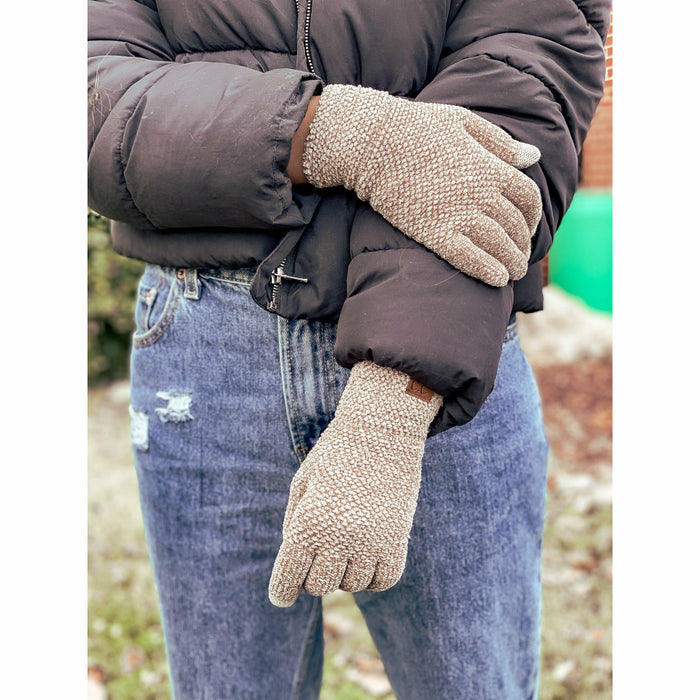 Chenille Gloves in Dark Denim by C.C. Beanie--Lemons and Limes Boutique