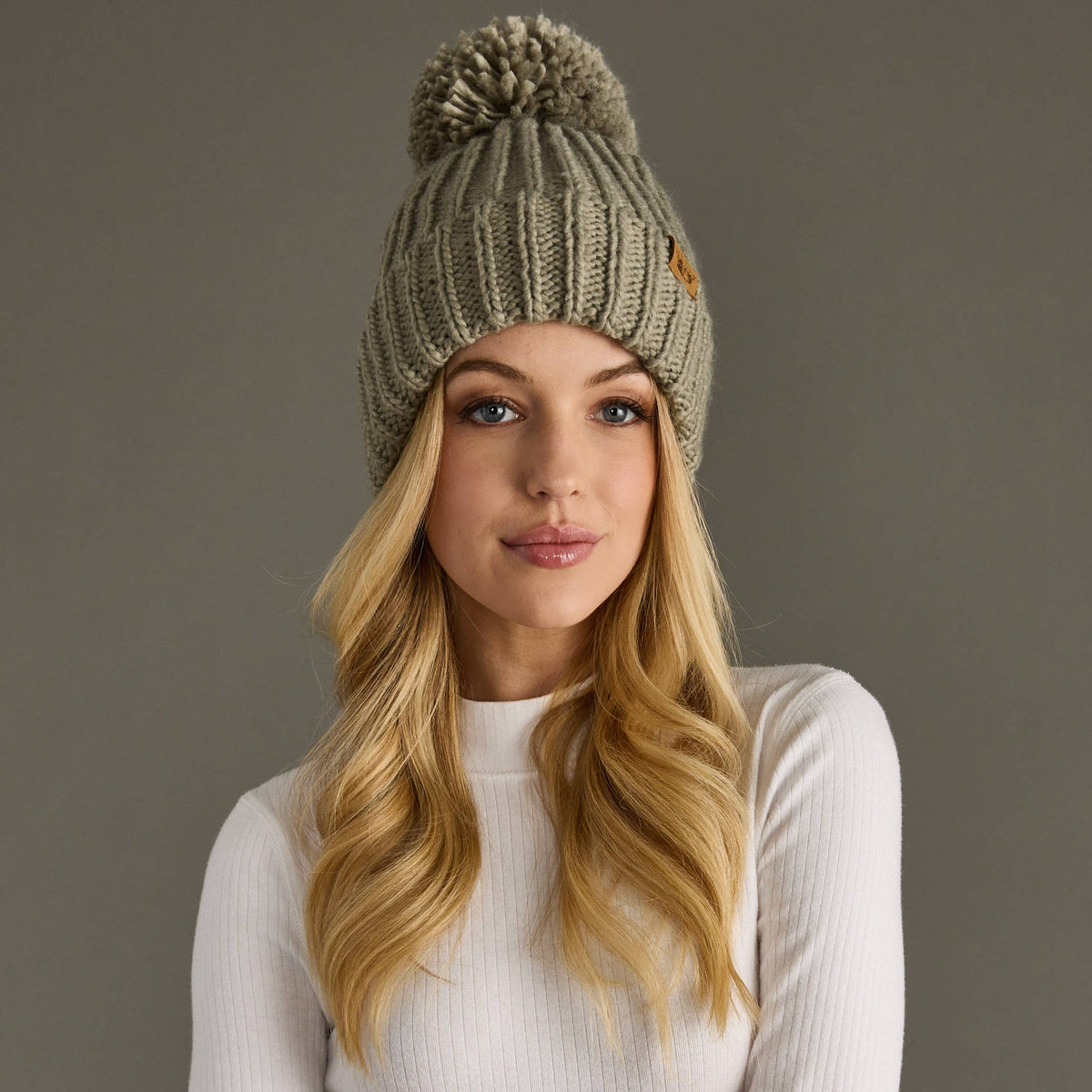 Dusty Sage Knit Pom Hat-Lemons and Limes Boutique